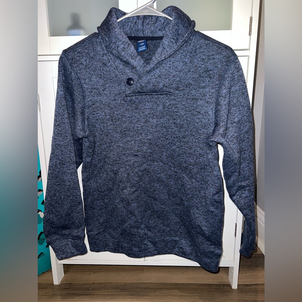 Boys Navy Wide Collar Sweater